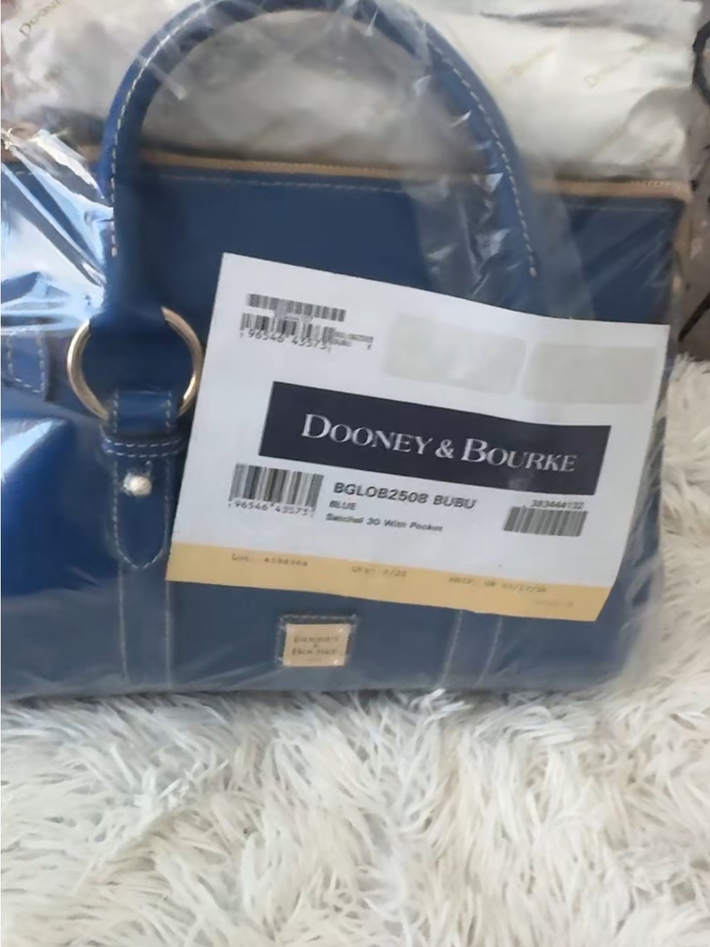 Dooney & Bourke Royal Blue Pebble Leather Satchel with Gold Hardware - Picture 2 of 4